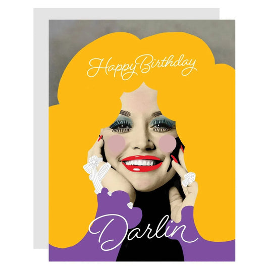 Happy Birthday Darlin' Note Card - Hand Drawn, Blank Inside