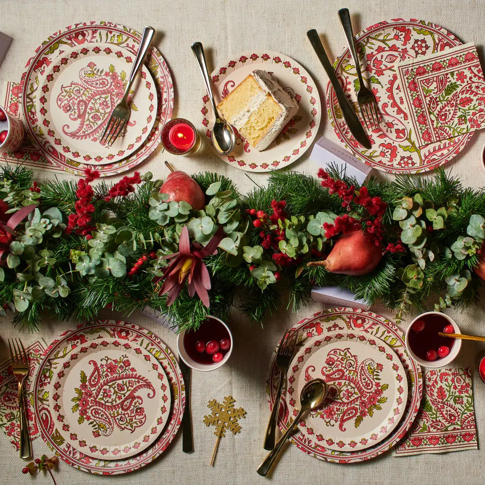 Festive Paisley Cocktail Napkins