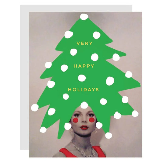Very Happy Holidays Christmas Tree Greeting Card - Blank Inside