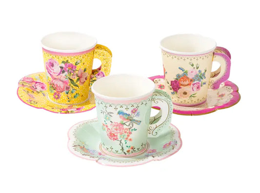 Truly Scrumptious Vintage Paper Cup & Saucer Set