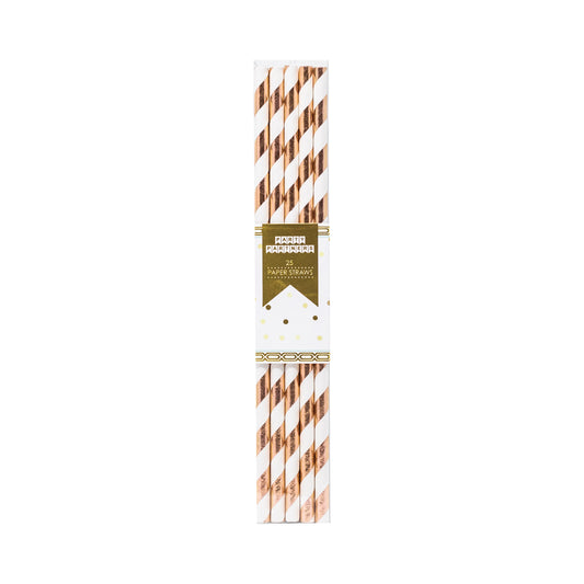 Rose Gold Striped Paper Straws