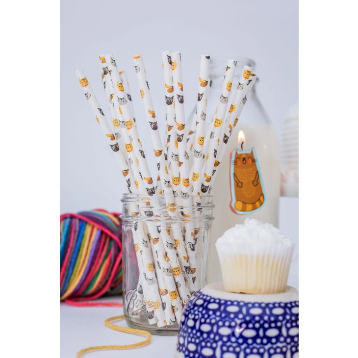 Cute Kitten Paper Straws