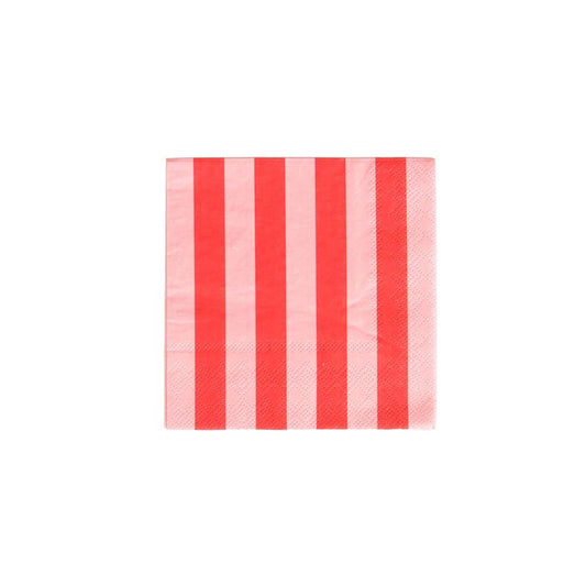 Striped Cocktail Napkins: Blush & Cherry Stripes