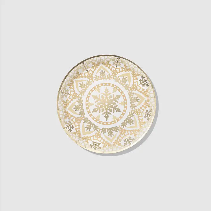 Golden Snowflake Small Paper Party Plates