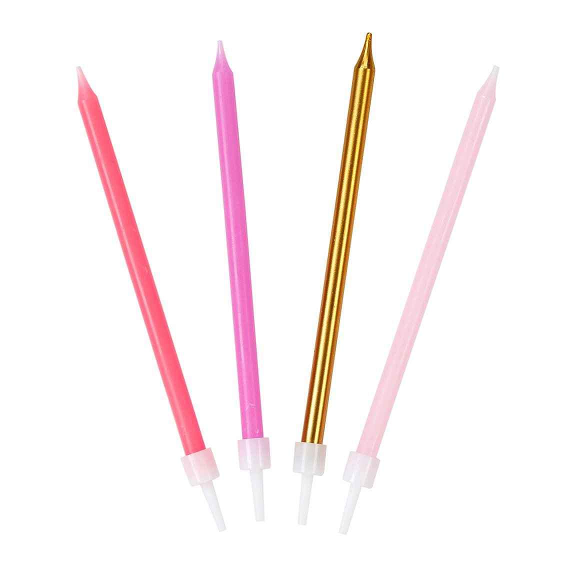 Rose Pink & Gold Birthday Candles