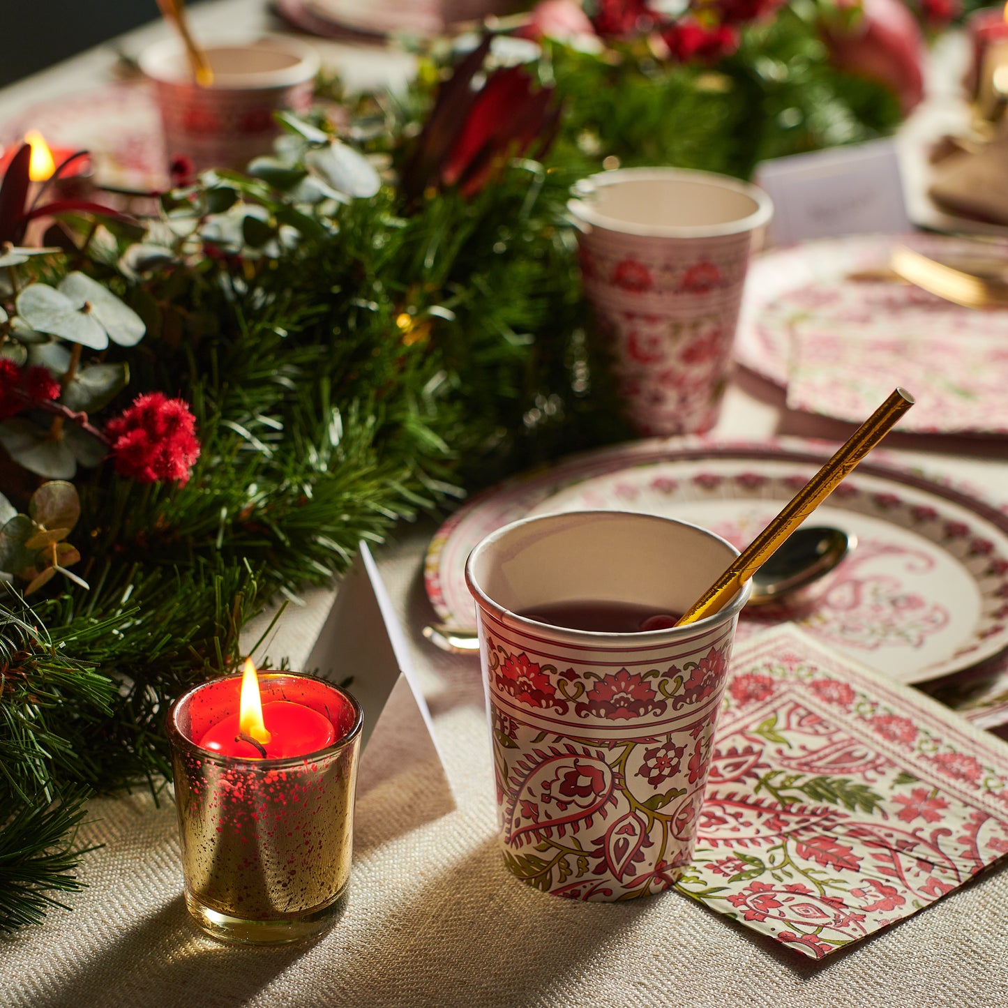 Festive Paisley Cocktail Napkins