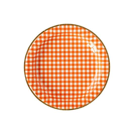 Harvest Orange Gingham Check Charger Plates 11"