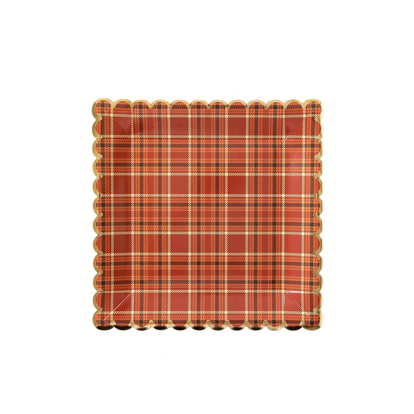 Harvest Plaid Scalloped Plate 9"