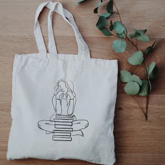 Reader Bookstack Canvas Tote