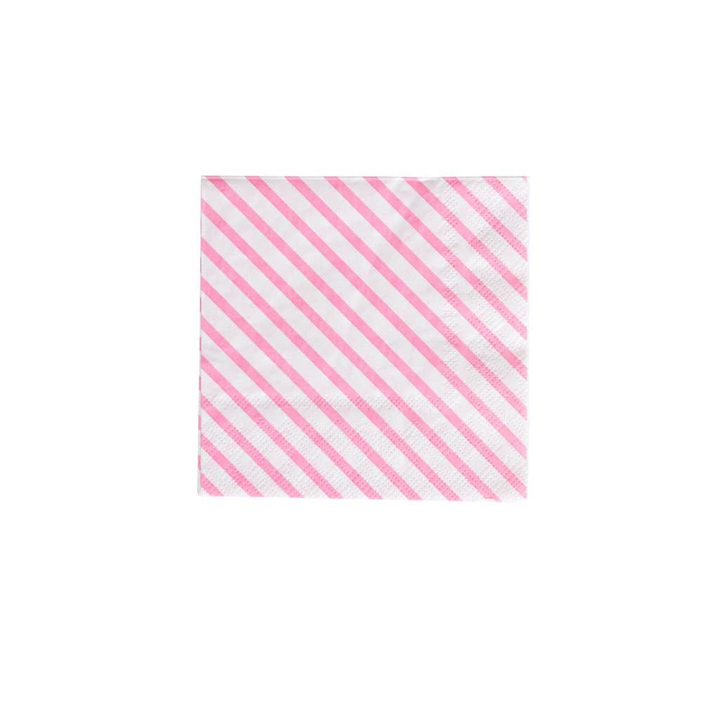 Striped Cocktail Napkins: Neon Rose Stripes