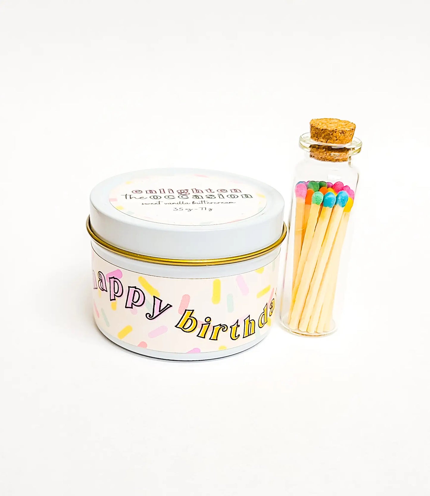 Happy Birthday Cake Scented Candle and Matches Set