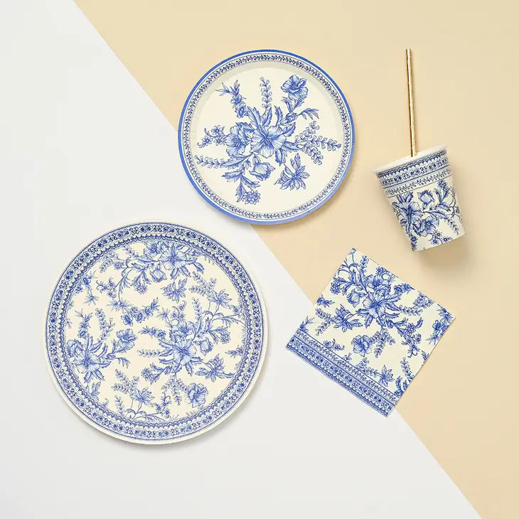 French Toile Small Paper Party Plates