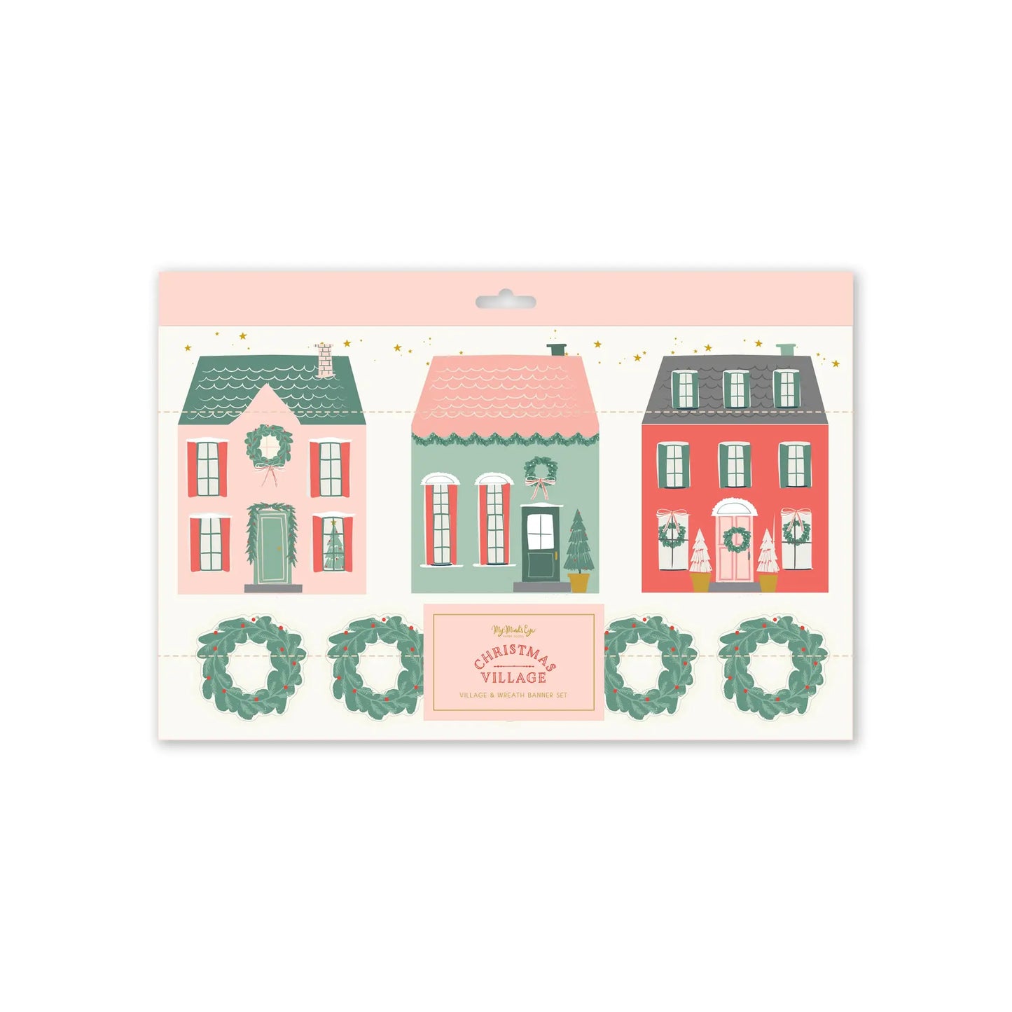 Christmas Village & Wreath Banner