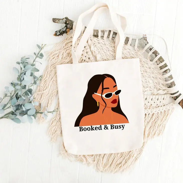 Booked and Busy Canvas Tote